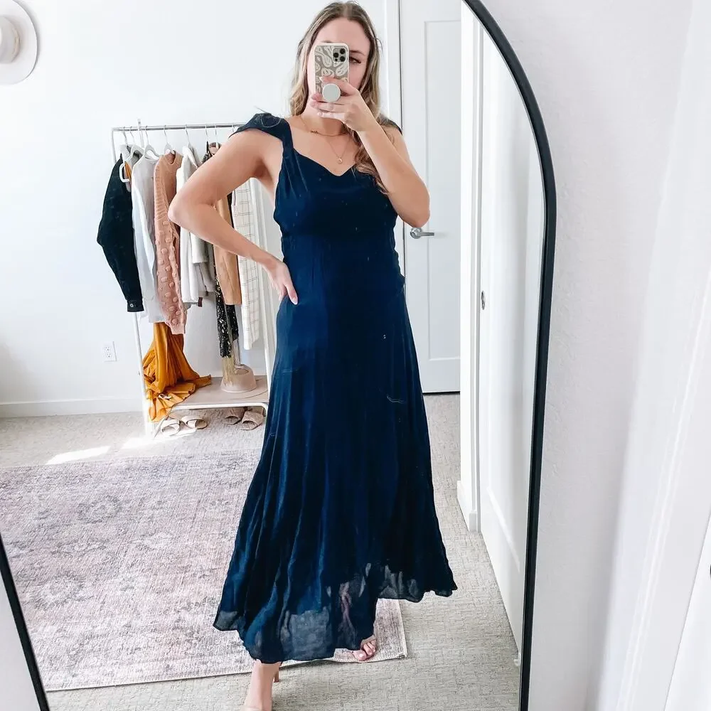 Reformation Navy Blue Maxi Dress Gown - Picture 3 of 14